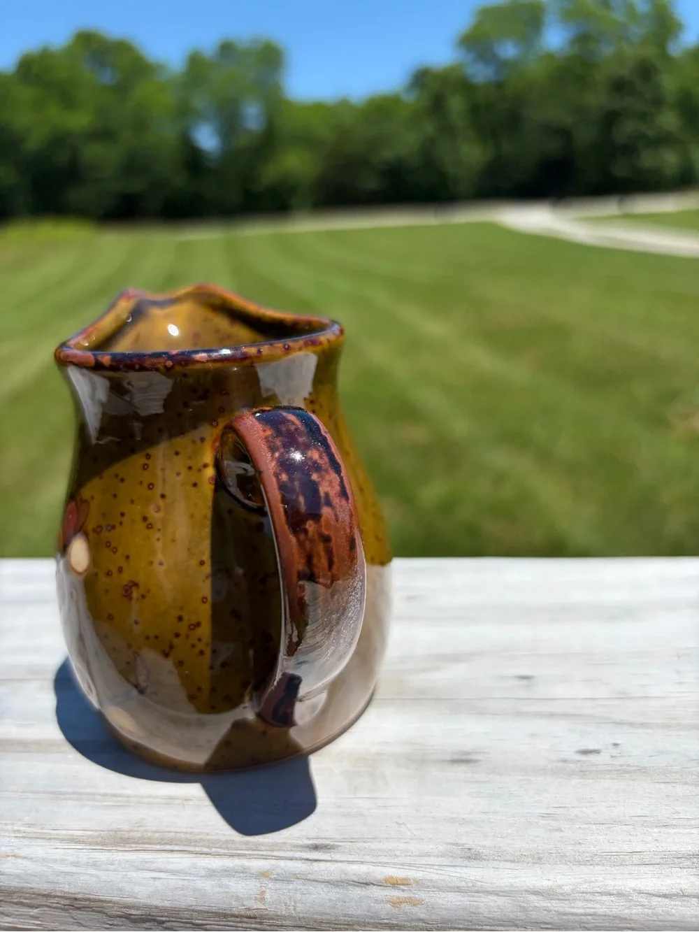 Glazed‎ Flower Stoneware Small Pitcher Vintage Japan Cottagecore Grandmacore